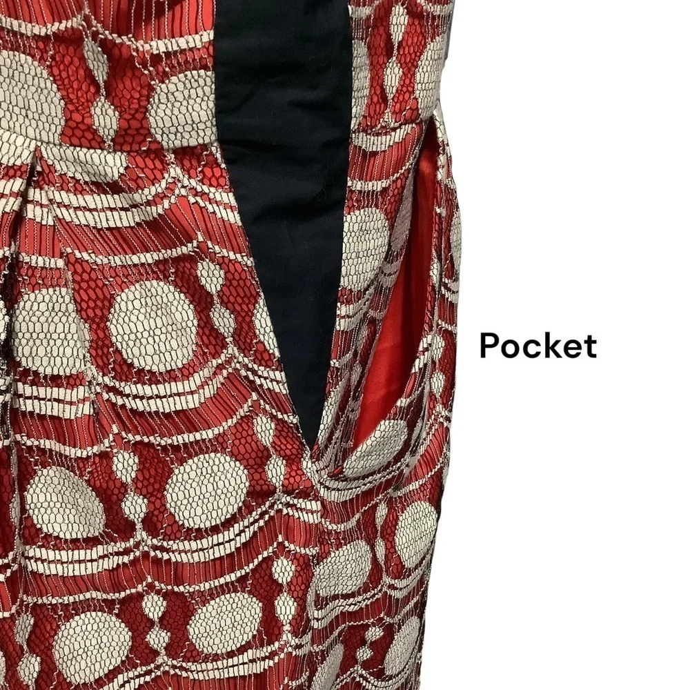 HUNTER BELL‎ Maraschino Lace Fit & Flare Dress Size 14 Altered Red White